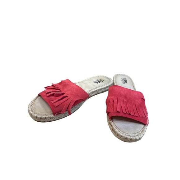 Karl Lagerfeld Womens Red Suede Fringe Espadrille Sandals Size 11 SKU8125 - Picture 2 of 11